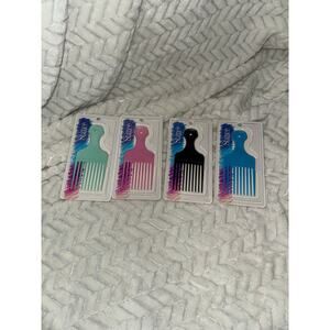 Vintage Stance Hair Pick Detangling Comb Lot of 4 Teal Blue Pink Black